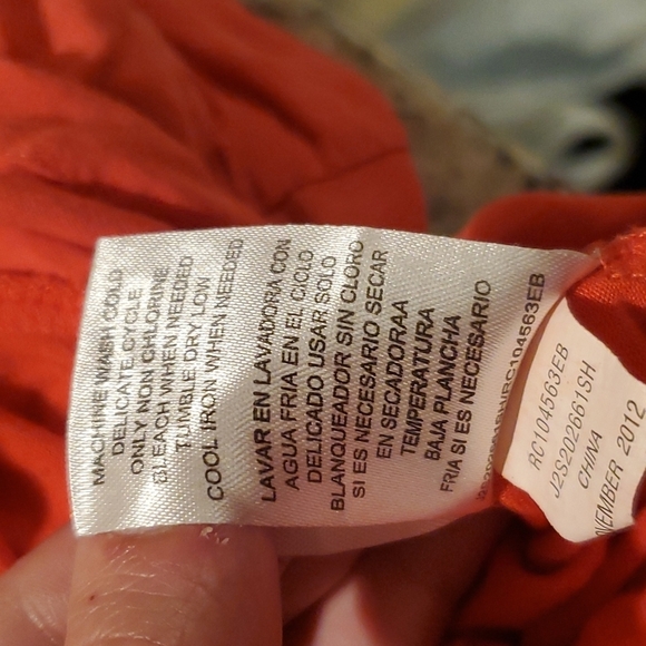 4/$20 Joseph A orange asymmetrical Long-sleeved button down top - Picture 11 of 12